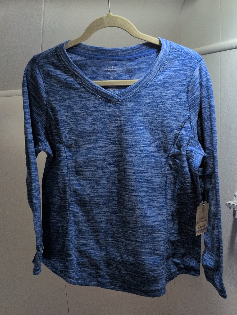 St. John's Bay Heathered Blue V-Neck Long Sleeve Top